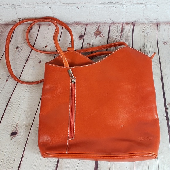 Vera Pelle Leather Crossbody Shoulder Bag Purse - Picture 2 of 8